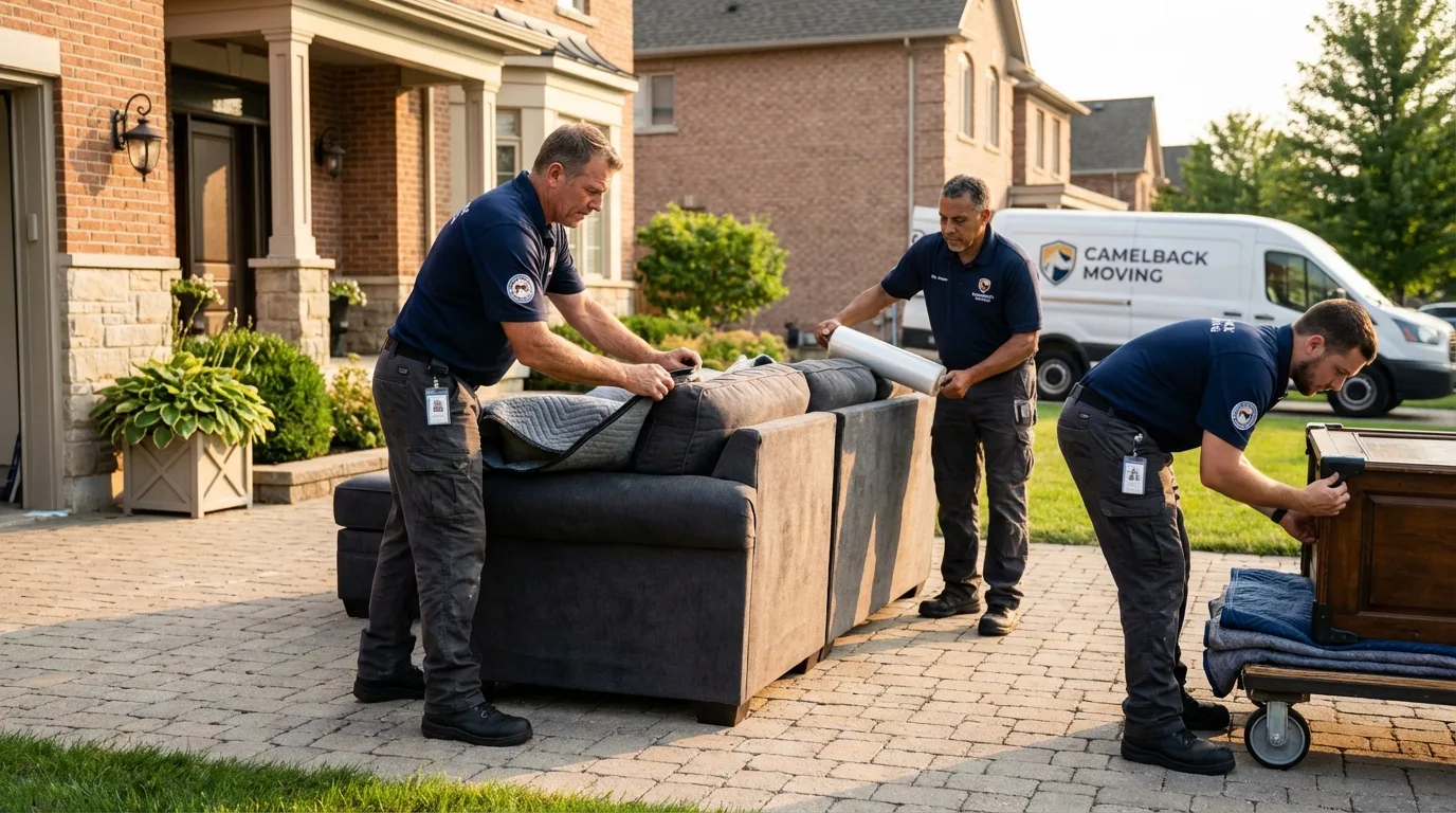 Large estate moving crew wrapping furniture in Descanso, CA
